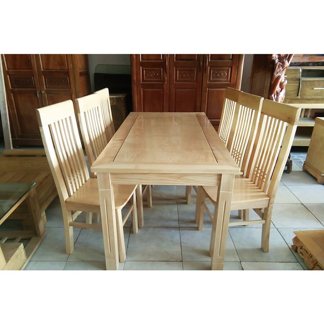 Bộ bàn ăn 6 ghế gỗ sồi với màu sắc thanh lịch, hiện đại
